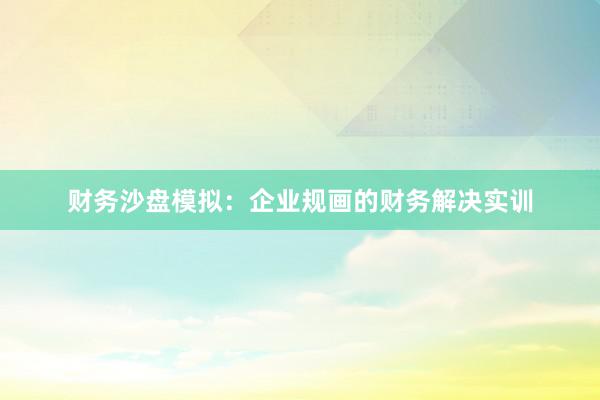财务沙盘模拟：企业规画的财务解决实训