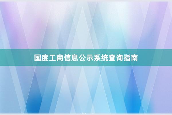 国度工商信息公示系统查询指南